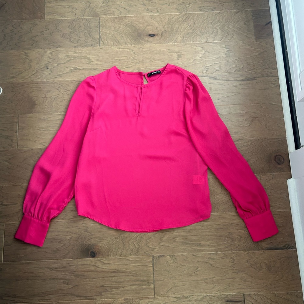 SHEIN Hot Pink Long Sleeve Blouse